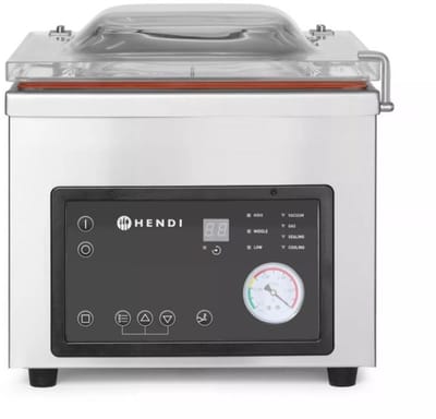 HENDI Vacuumverpakkingsmachine met kamer - roestvast staal - vacuumeren en afdichten - sealbalk 26 cm - zilver - voor voedsel en technische producten