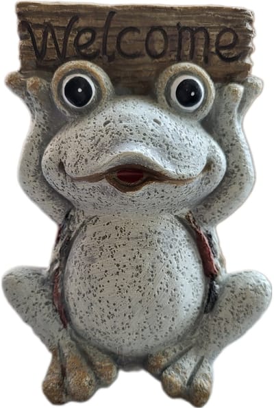 kikker beeldje welkom 16cm