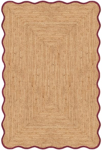 Jute vloerkleed scallop wafelstructuur naturel/roest Mrcarpet