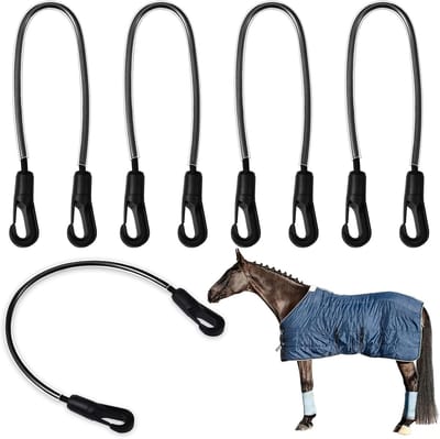 4-Delige Instelbare Paarden Dekbed Riemen - 40.6cm Elastische Vervangingsriemen Met Dubbele Klemmen – Voor Paarden Dekbedden