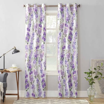 Blauwregen Bloemen Bladeren Aquarel Raamgordijnen voor Woonkamer Luxe Slaapkamer Gordijn Keuken Jaloezieën Draperieën Gordijnen 135W x 60H(cm) x1