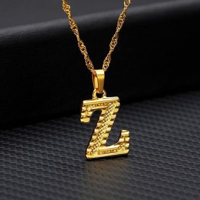 Kapitaal Initialen Kettingen Voor Vrouwen Roestvrij Staal Goud A-Z Alfabet Hanger Ketting Verjaardag Sieraden Cadeau Bijoux Femme 45cm black