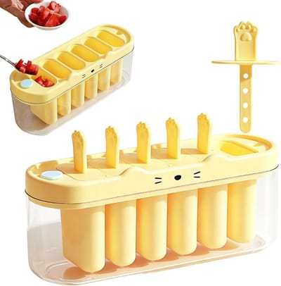 IJsjes Maker - Vriestraktaties - Zelf Maken - Gemakkelijk Loslaten - 23x8x12.5cm - Geel