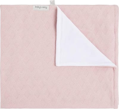 Baby's Only Gebreide wiegdeken chenille - Baby deken Reef - Dekentje voor meisjes - 1.3 TOG - 70x95 cm - Misty Pink - 100% ecologisch katoen