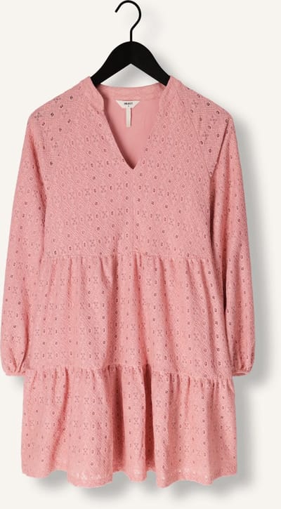 Object Objlaila Gia L/s Re Short Dress Dames - Jurk - Lichtroze - Maat 34