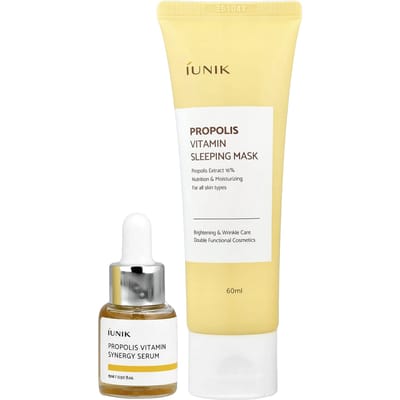 iUNIK, Propolis Edition skin care set, cream & mini serum, 2-piece set beige