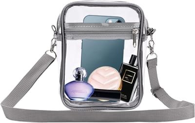 Transparante crossbody schoudertas met verstelbare schouderriem, waterdichte tas voor werk, sport en evenementen