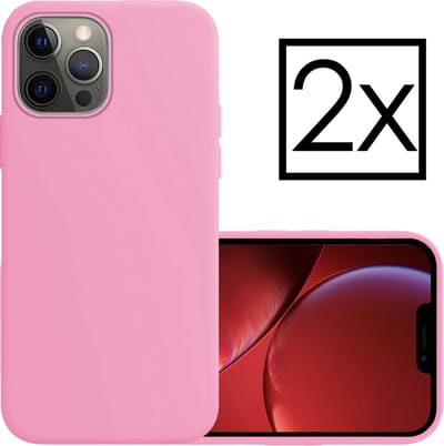 Hoesje - 2 Stuks - Geschikt voor Apple iPhone 14 Pro - Sterk & Shockproof - Case Siliconen - Back Cover - Telefoon Hoes - Lichtroze