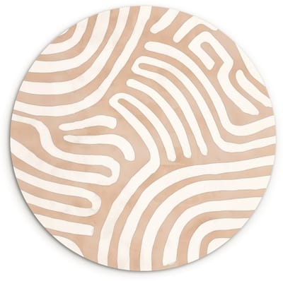 WallCircle® Wandcirkel 120x120 cm - Muurcirkel Beige - Aardspatroon - Muurdecoratie woonkamer - Wanddecoratie slaapkamer - Kamer decoratie accessoires - Ronde schilderijen XXL