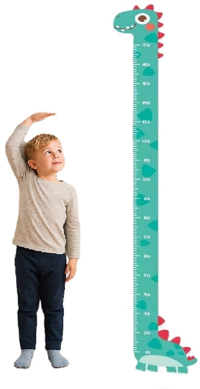 Dinosaurus groeimeter muurstickers – Hoogtemeter tot 180 cm – Regenboog & dino thema – Zelfklevend & verwijderbaar – Educatieve wanddecoratie voor kinderkamers – PVC sticker unisex
