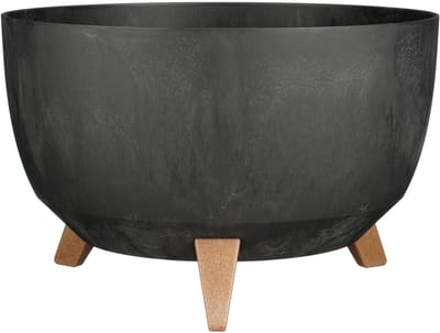 Mica Decorations Doppio Plantenbak op Poten - 20,5 x Ø40 cm - Plantenbakken voor Buiten - Bloembakken voor Balkon - Gerecycled Plastic - Zwart