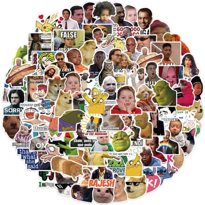50 100 Stuks Grappige Meme Graffiti Stickers Vinyl Waterdicht Voor Laptop Telefoonhoes Notitieboek Waterfles Speelgoed Doe-het-zelf Decoratie Sticker Speelgoed beige