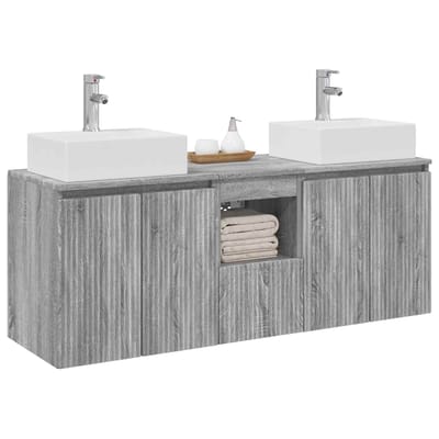 vidaXL - Badkamerkast - set - 3 - st - Grijs - Sonoma - 129 - x - 41 - x - 79,5 - cm