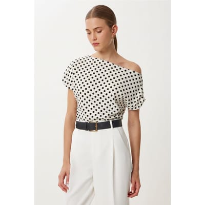 Off-Shoulder Polkadot Poplin Blouse