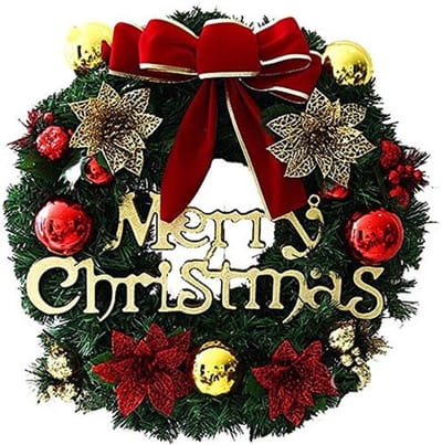 Dailygoody - Handgemaakte Kerstkransen voor Deuren - Vrolijke Kerstdecoratie - 30 cm - Herbruikbaar - Voor Deur en Muur - Perfect voor Feestdagen