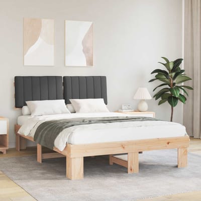 vidaXL - Bedframe - met - Gevoerde - Hoofdbord - Donkergrijs - 140 - x - 200 - cm