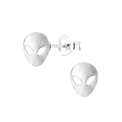 Joy|S - Zilveren oorbellen - Alien - 6 x 8 mm