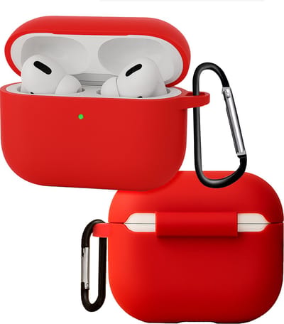 Hoes - Geschikt voor Apple Airpods Pro 3 - Siliconen Hoesje met Clip - Silicone Case Cover - Rood