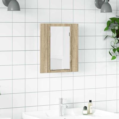vidaXL - Badkamerkast - met - spiegel - LED - 40x12x45 - acryl - sonoma - eikenkleurig