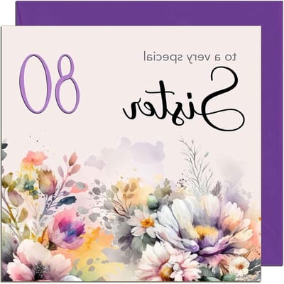 Verjaardagskaart Zus - Geboortekaart Vrouw - Verjaardag Vieren - Gedrukt in Engeland - 145 x 145 mm - Paars