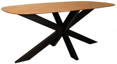 Eettafel deens ovaal mangohout 180cm Austin lichtbruin ovale tafel duurzaam mango eetkamertafel
