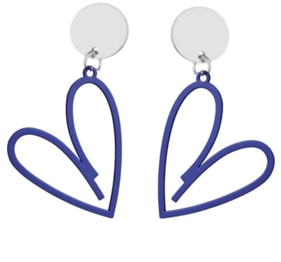 Clip Oorbellen -blauw -hart- zilverkleur-geen gaatje- Charme Bijoux