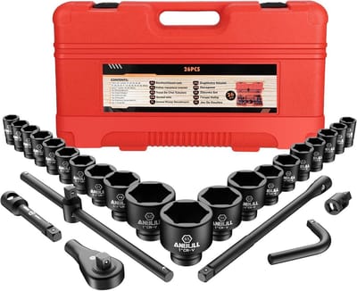 27-delige 3/4" en 1" Impact Dopsleutel Set - Ondiepe Sleutels in Metrische Maten