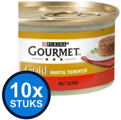 10x Gourmet - Gold Hartig Torentje Rund - Kattenvoer Natvoer - 85g