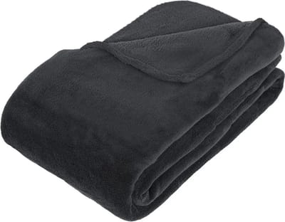 Atmosphera Grote Fleece bank deken/fleece plaid - antraciet - 180 x 230 cm - polyester