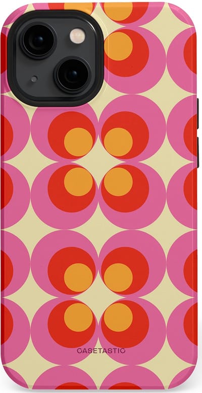 Casetastic hoesje geschikt voor Apple iPhone 13 mini - MagSafe - Dubbellaagse bescherming - Circle boogie - Fashion Case - Roze Rood Zand Okergeel