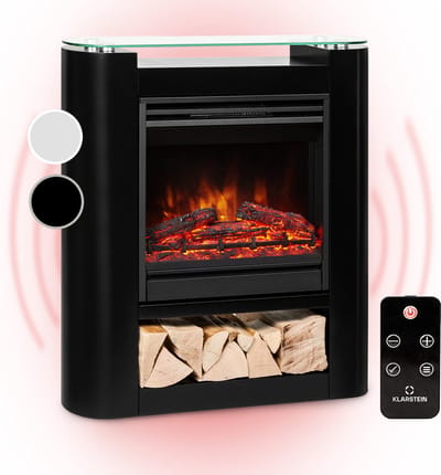 Klarstein elektrische haard, elektrische verwarming voor woonkamers en binnenruimtes, elektrische haard met LED-vlammen, energiezuinige elektrische verwarming, ventilatorkachel met timer, instelbare thermostaat, 1800 W verwarming