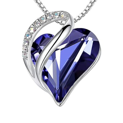QoF Kristal Hart Blauw – Ketting Lengte 45cm