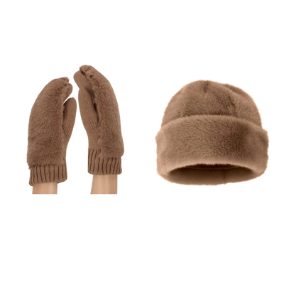 Morethansocks - Teddy wanten en donsmuts dames - One size - Muts dames - Wanten dames volwassenen