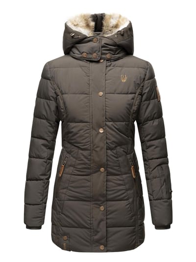 Marikoo dames winterjas met capuchon & imitatiebont voering