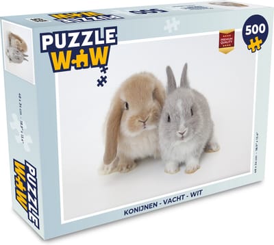 Puzzel Konijnen - Vacht - Wit - Legpuzzel - Puzzel 500 stukjes