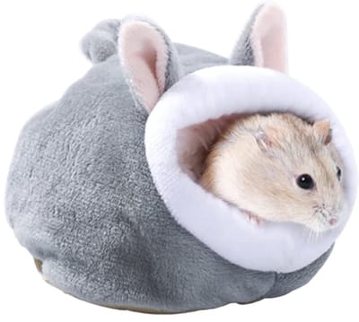 LISM-Hamster-/caviahuisje, warm winterbed, zachte fluwelen huisdieraccessoires Geschikt voor knaagdieren en kleine huisdieren, fluwelen speeltje (grijs)