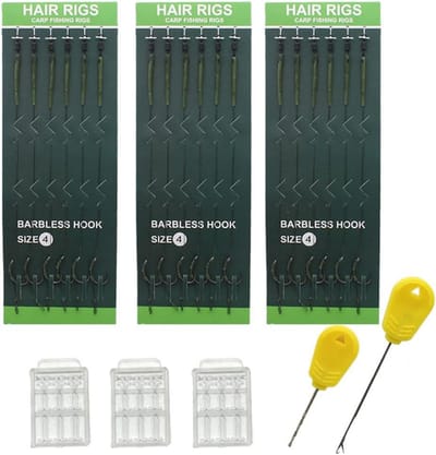 18 Stuks Kant-en-klare Karpervis Rigs met Barbless Haken en Aasstoppers - Visgerei Set