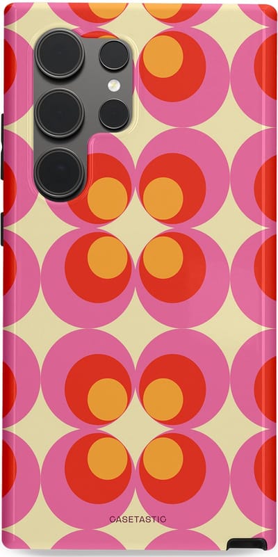 Casetastic hoesje geschikt voor Samsung Galaxy S24 Ultra - Dubbellaagse bescherming - Circle boogie - Fashion Case - Roze Rood Zand Okergeel