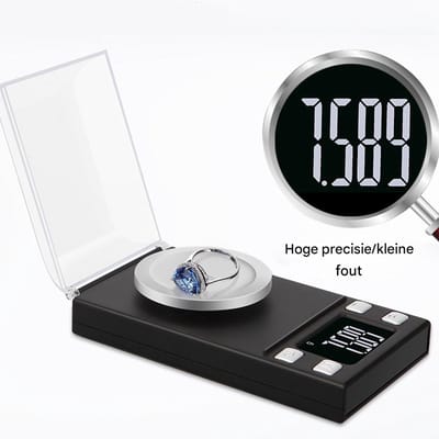 GELLDG Digitale Keukenweegschaal - Precisie Weegschaal 0,001g - LED Display - Geschikt voor Kruiden, Medicijnen en Juwelen - Plastic - 11,5x6,6x3,1cm