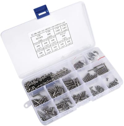Complete Set van 662 Stuks M2.5 Schroeven met Kruiskop en RVS, Inclusief Elastische Ringmoeren en Diverse Schroeftypes