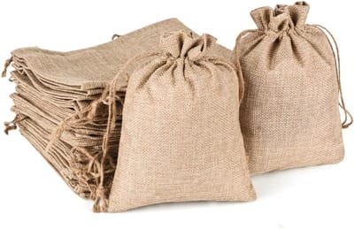 Dailygoods- Jute Zakjes 20 Stuks - Geschenktas - Linnen Zakjes - Cadeauzakjes - Trekkoord - 15 x 20 cm - Geschenkzakjes