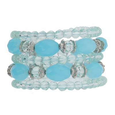 Behave - Armband - 5 rijen kralen armband met blauwe facet geslepen glaskralen