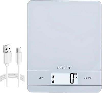 Digitale Keukenweegschaal - Elektronische Weegschaal - Nauwkeurig Afwegen - Oplaadbaar via USB - 5 kg Capaciteit - Wit