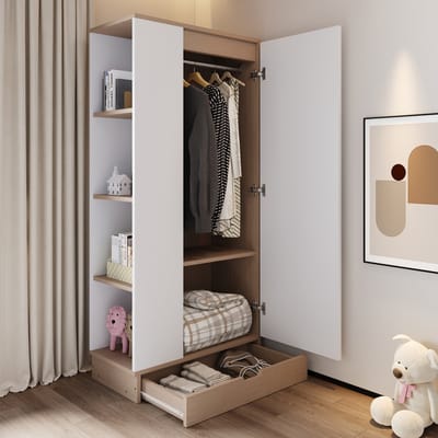 Sweiko Kledingkast - Enkele deur - Met legplanken en laden - 70*40*170cm - Wit