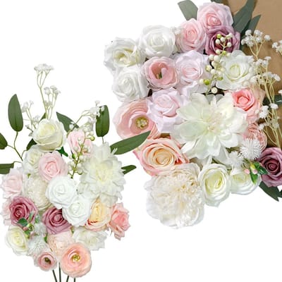 Kunstbloemen Foam Fake Combo Box Set met stengels voor DIY Bloemstukken - Delicate Blush droge bloemen