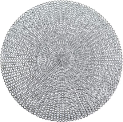 Zeller Placemats- rond - zilverkleurig - met geponste gaatjes - Dia 41 cm