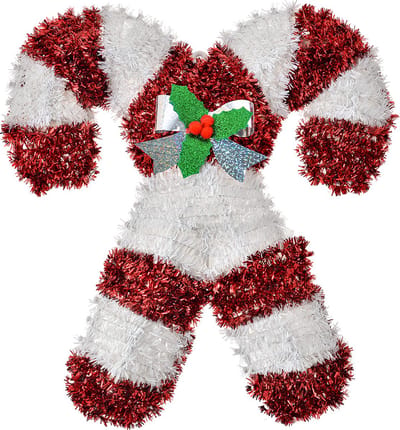 Clayre & Eef Kerstdecoratie Zuurstok 32x3x36 cm Rood Wit Kunststof