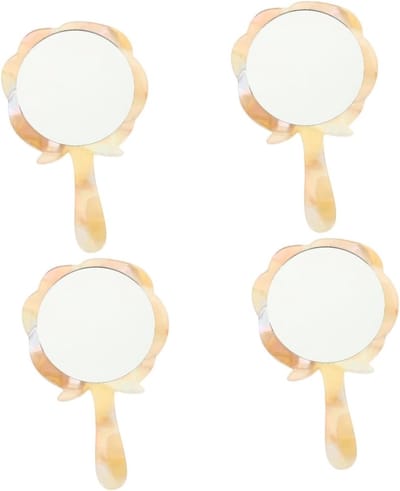 Hand Make-up Spiegels - Draagbare Reisspiegel - Make-up Aanbrengen - Lichtgewicht en Compact - 4 Stuks - Roze