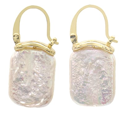 Oorbellen Parelmoer - RVS - 3x1,2 cm - Goudkleurig