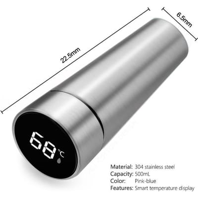 500 ml thermofles thermische kop thermosflessen roestvrijstalen thermoskan voor theedeksel LED slimme temperatuurweergave drinkwater zilver